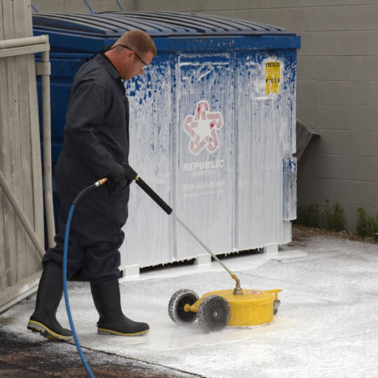HOODZ performing professional concrete cleaning
