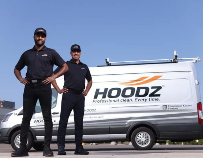 hoodz techs in front of van